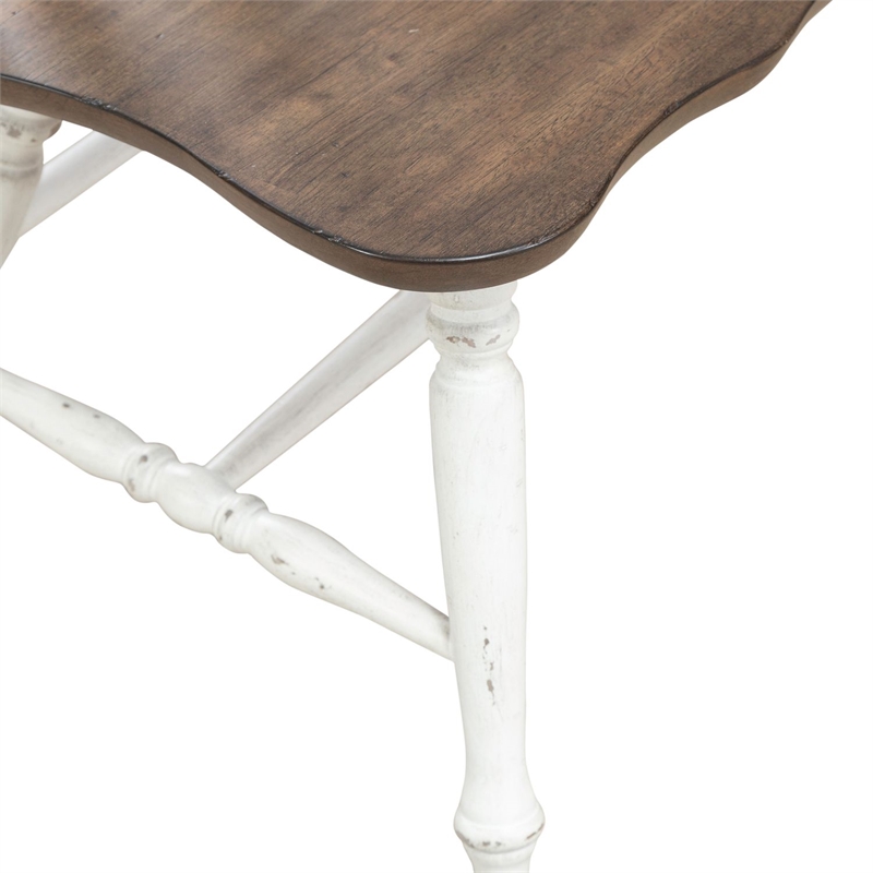 Pemberly Row Slat Back Dining Bench with Turned Splayed Legs in Graphite White