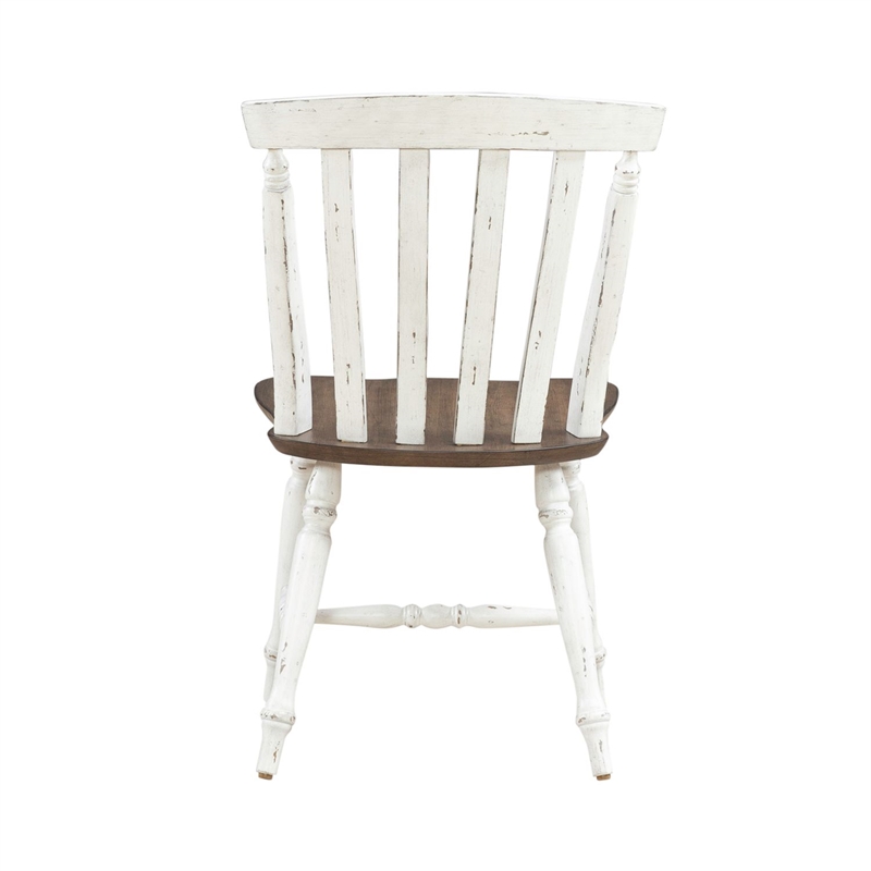 Pemberly Row Slat Back Dining Side Chair Set of 2 in Graphite and Whitestone
