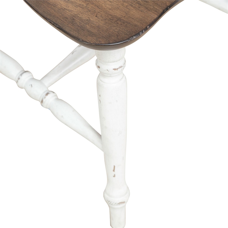 Pemberly Row Slat Back Dining Side Chair Set of 2 in Graphite and Whitestone