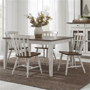 Pemberly Row 5 Piece Rectangular Dining Set with Butterfly Leaf in White