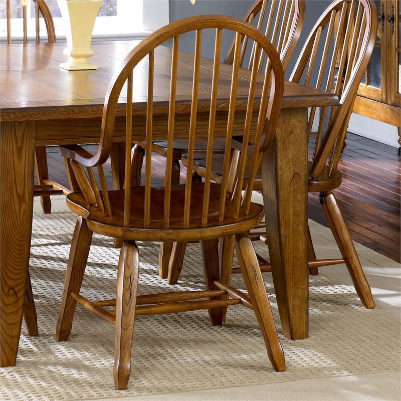 Pemberly Row 7 Piece Rectangular Dining Table and Chair Set in Rustic Oak
