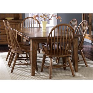 Pemberly Row 7 Piece Rectangular Dining Table and Chair Set in Rustic Oak