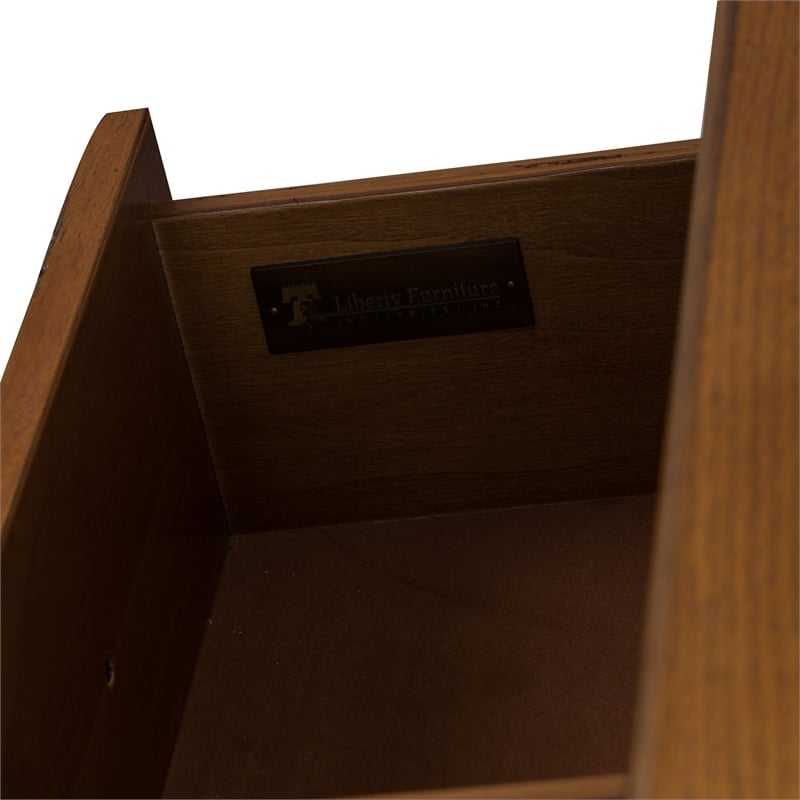 Pemberly Row 3 Drawer Buffet with Adjustable Shelves in Medium Brown