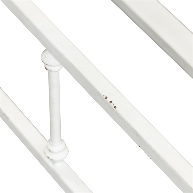 Pemberly Row Twin Trundle Bed in Antique White Metal with Casters