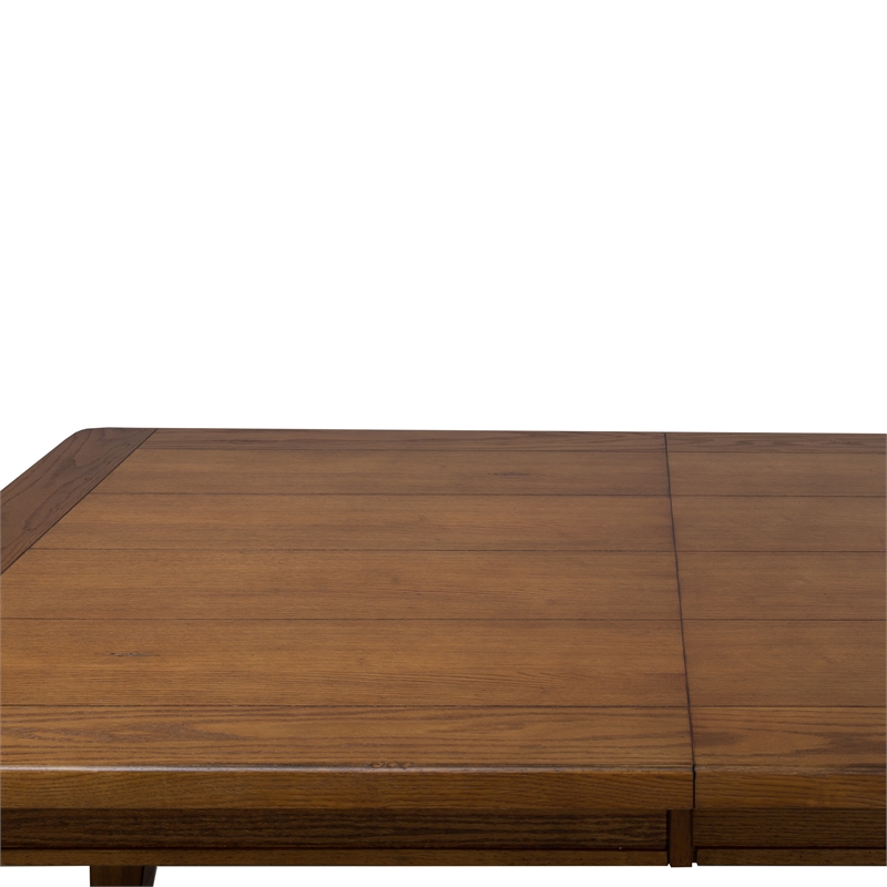 Pemberly Row 7 Piece Rectangular Dining Table and Chair Set in Rustic Oak