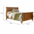 Pemberly Row California King Sleigh Bed with Bolt-On Rails in Aged Oak Brown