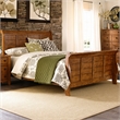 Pemberly Row California King Sleigh Bed with Bolt-On Rails in Aged Oak Brown