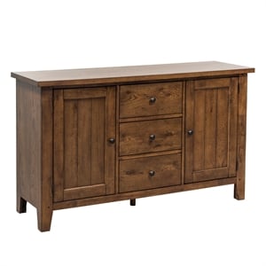 Pemberly Row 3 Drawer Buffet with Felt Lined Storage in Dark Brown