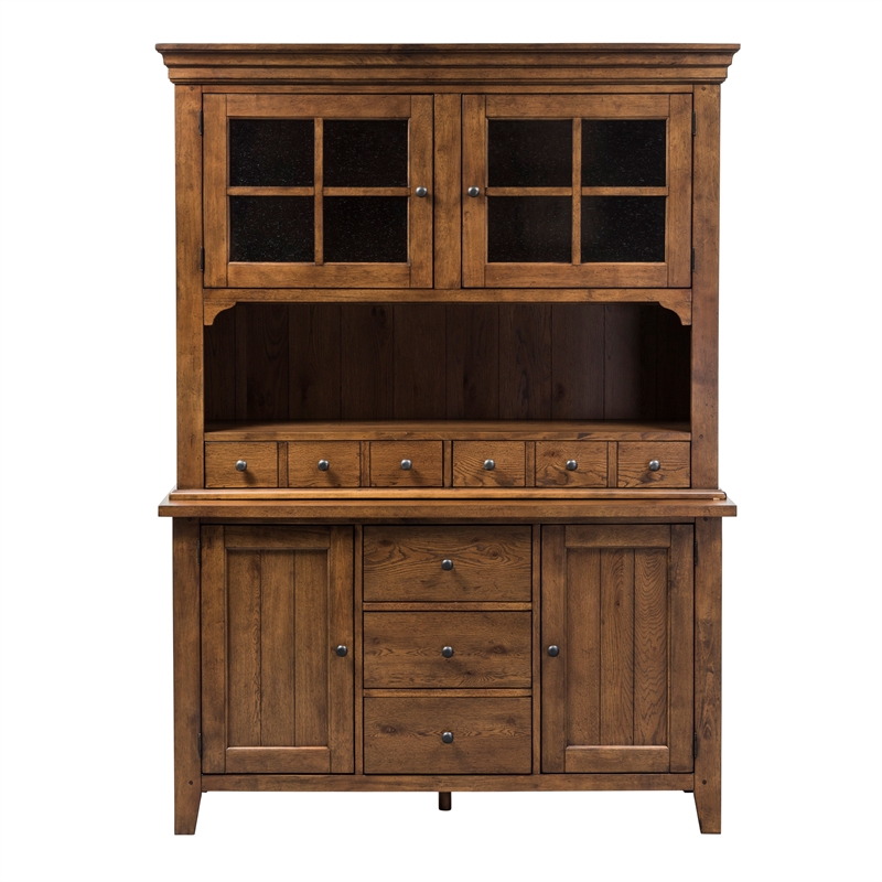 Pemberly Row 3 Drawer Buffet with Felt Lined Storage in Dark Brown