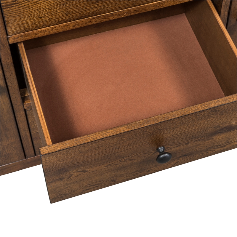Pemberly Row 3 Drawer Buffet with Felt Lined Storage in Dark Brown