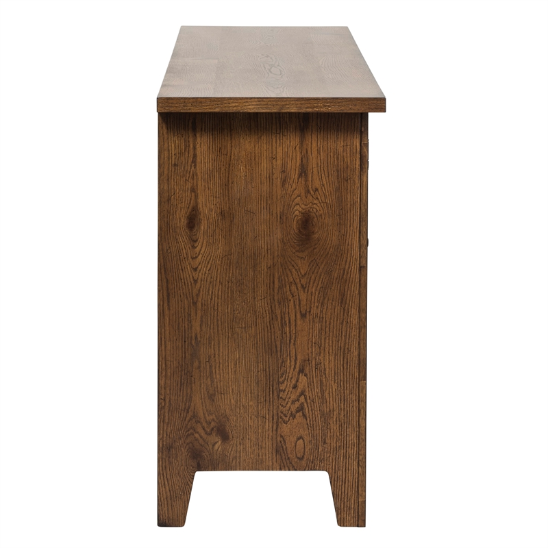 Pemberly Row 3 Drawer Buffet with Felt Lined Storage in Dark Brown