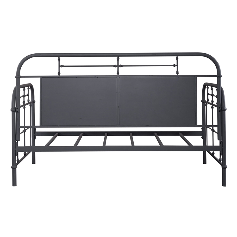 Pemberly Row Twin Metal Day Bed with Turned Spindles and End Panels in Navy