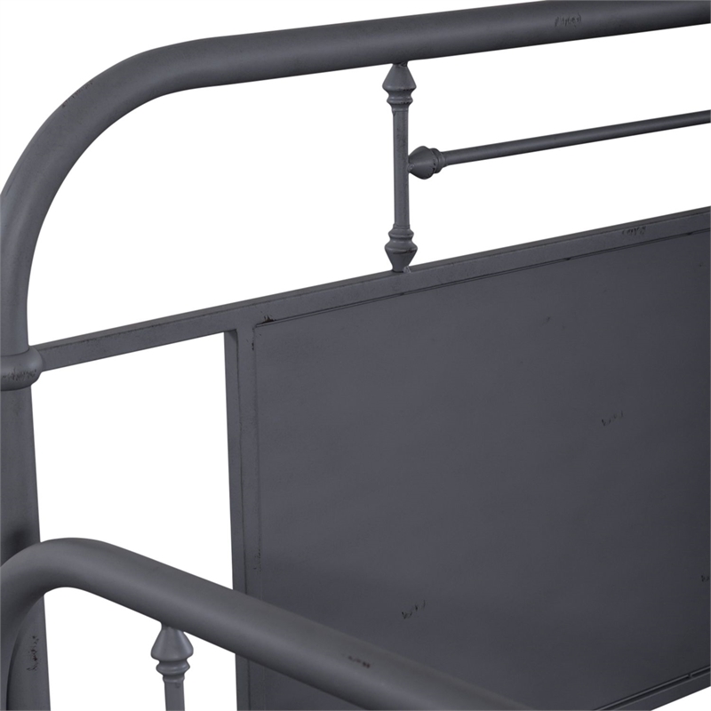 Pemberly Row Twin Metal Day Bed with Turned Spindles and End Panels in Navy