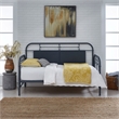 Pemberly Row Twin Metal Day Bed with Turned Spindles and End Panels in Navy