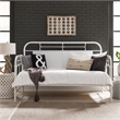 Pemberly Row Twin Metal Day Bed with Turned Spindles in Antique White