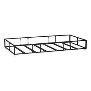 Pemberly Row Youth Twin Trundle Bed in Black Metal with Distressed Finish