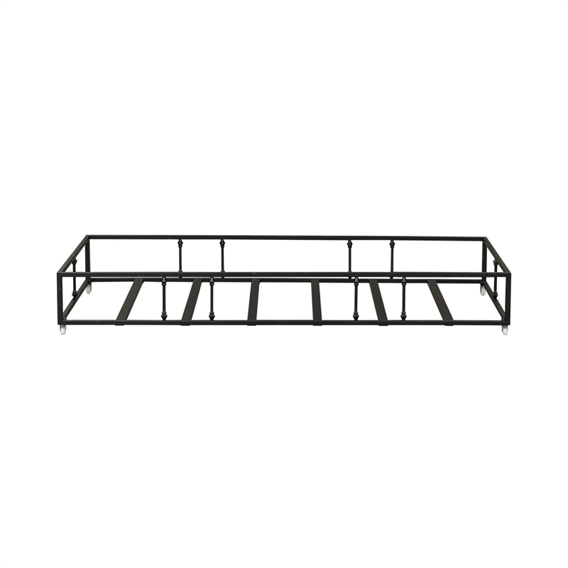 Pemberly Row Youth Twin Trundle Bed in Black Metal with Distressed Finish