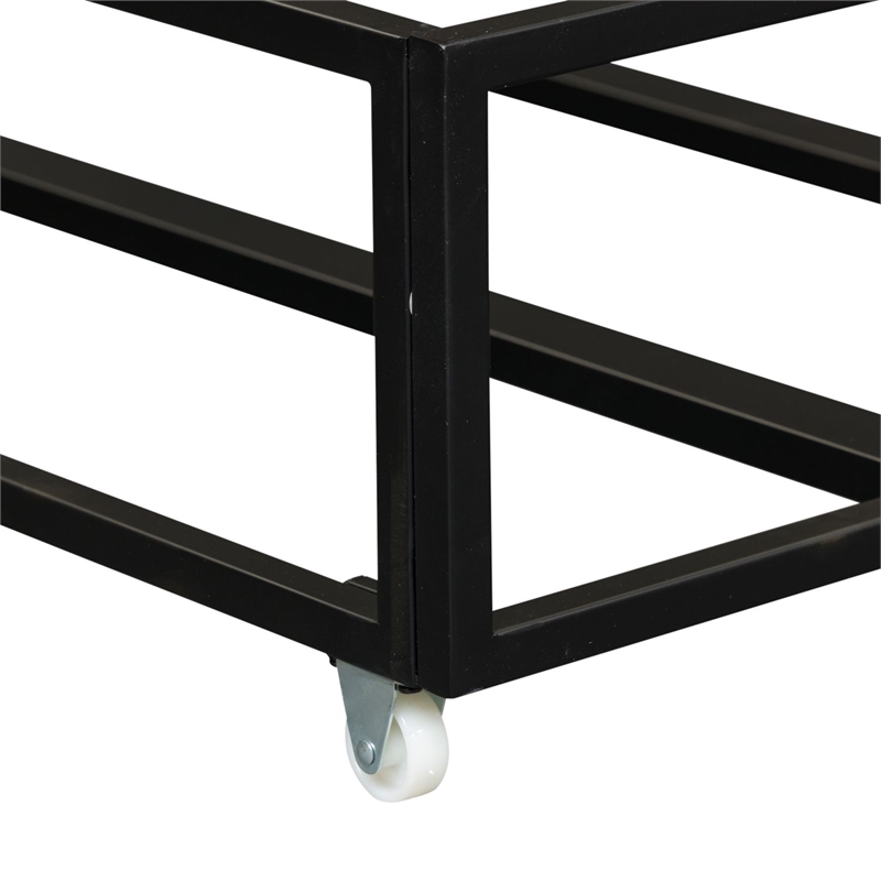 Pemberly Row Youth Twin Trundle Bed in Black Metal with Distressed Finish