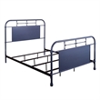 Pemberly Row Queen Metal Bed with Navy Distressed Finish and Turned Spindles