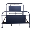 Pemberly Row Queen Metal Bed with Navy Distressed Finish and Turned Spindles