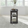Pemberly Row Chairside Table with Pull-Out Shelf and Storage in Aged Oak Brown