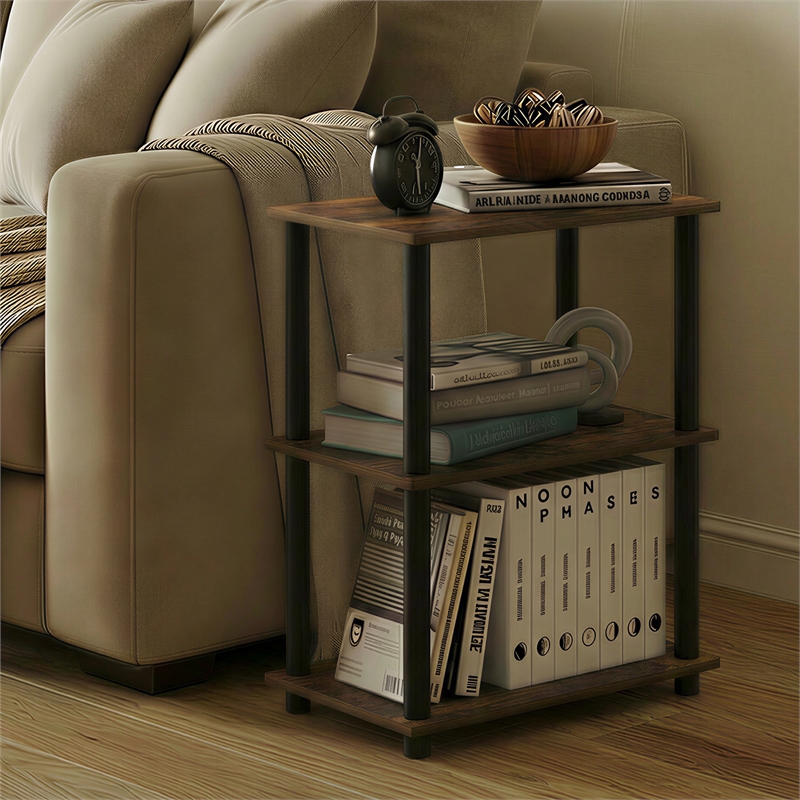 Pemberly Row 3-Tier Open Frame Book Shelf with Rounded Panels in Amber Pine