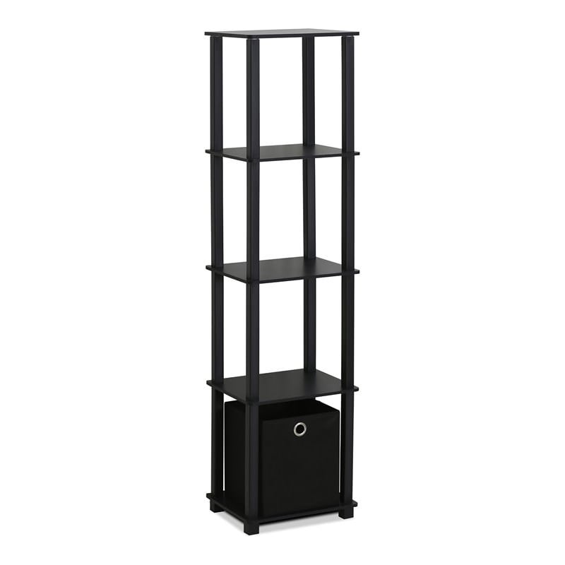 Pemberly Row No Tools Wood 5-Tier Display Decorative Shelf in Black