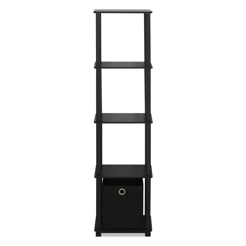 Pemberly Row No Tools Wood 5-Tier Display Decorative Shelf in Black