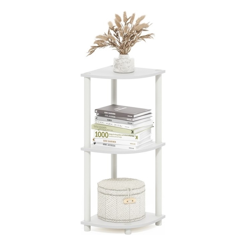 Pemberly Row 3-Tier Corner Display Rack Multipurpose Shelving in White