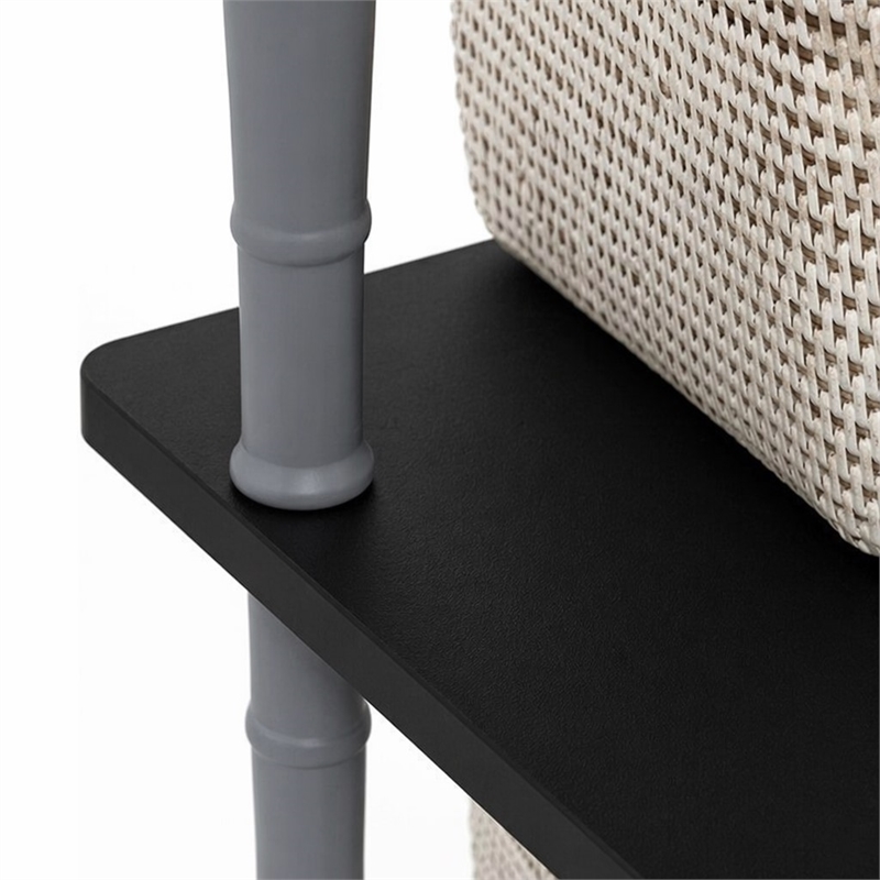Pemberly Row Engineered Wood 5-Tier Shelf Display Rack in Black and Gray