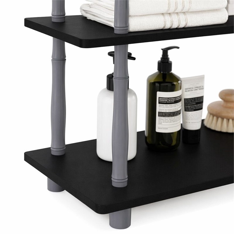 Pemberly Row Engineered Wood 5-Tier Shelf Display Rack in Black and Gray