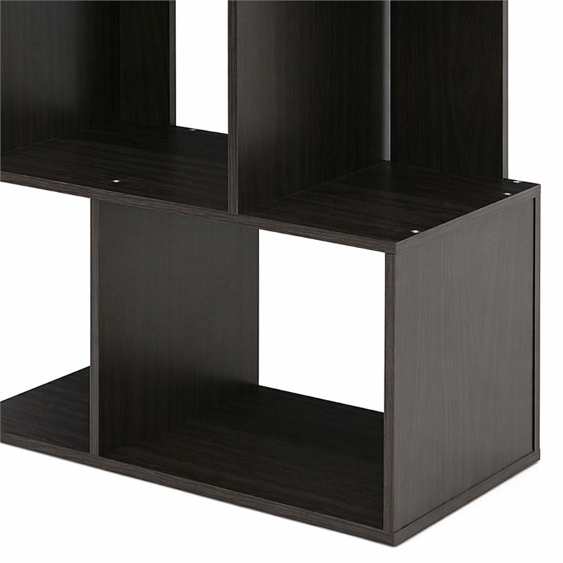 Pemberly Row Simply Modern 3-Tier Open Book Shelf in Espresso