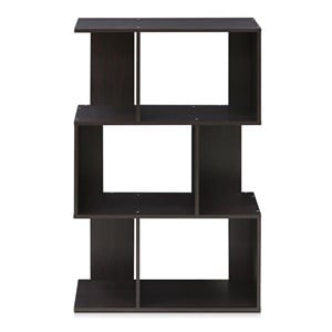 Pemberly Row Simply Modern 3-Tier Open Book Shelf in Espresso