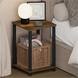 Pemberly Row 2-Tier Open Shelf Toolless Square Nightstand in Amber Pine
