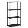 Pemberly Row Engineered Wood 4-Tier Shelf Display Rack in Black/Gray