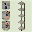 Pemberly Row 5-Tier Corner Bookshelf Tool-Free Assembly in Grey Oak