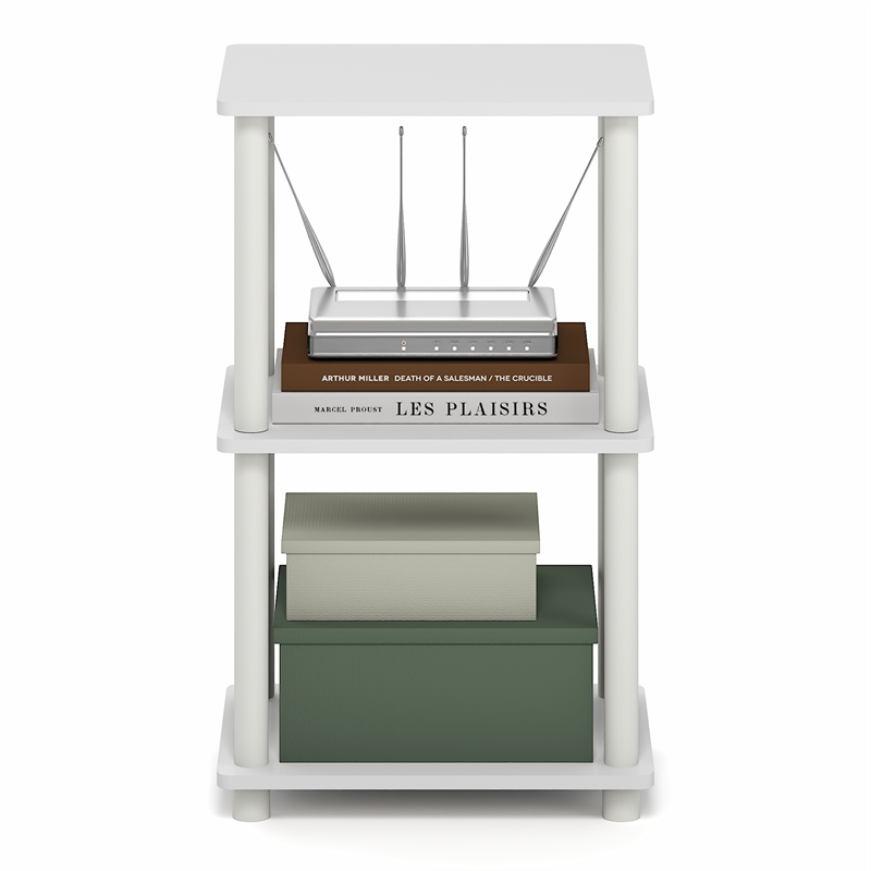 Pemberly Row 3-Tier Open Frame Corner Shelf with Rounded Corners in White