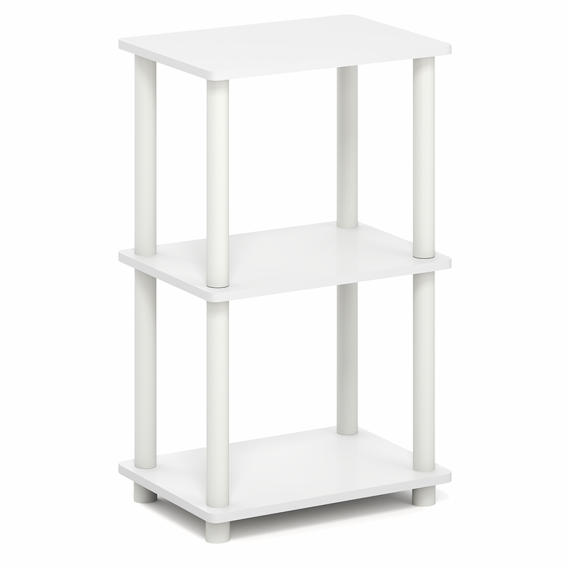 Pemberly Row 3-Tier Open Frame Corner Shelf with Rounded Corners in White