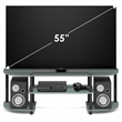 Pemberly Row TV Stand for up to 55 Inch with Round Corners in Sage Green