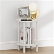 Pemberly Row 2-Tier Round Tall Narrow Open Shelf Nightstand in White
