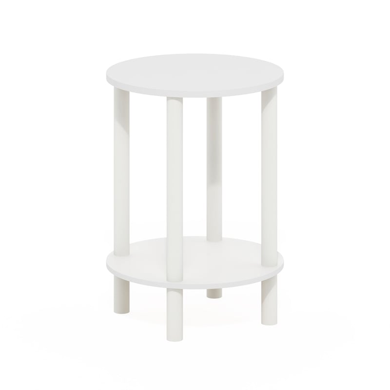 Pemberly Row 2-Tier Round Tall Narrow Open Shelf Nightstand in White