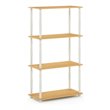 Pemberly Row Engineered Wood 4-Tier Shelf Display Rack in Beech/White
