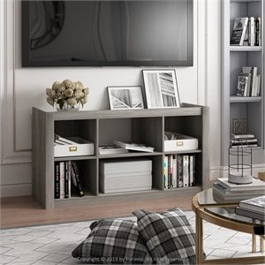 Pemberly Row Multipurpose TV Stand and Bookcase with Storage in Oak Gray