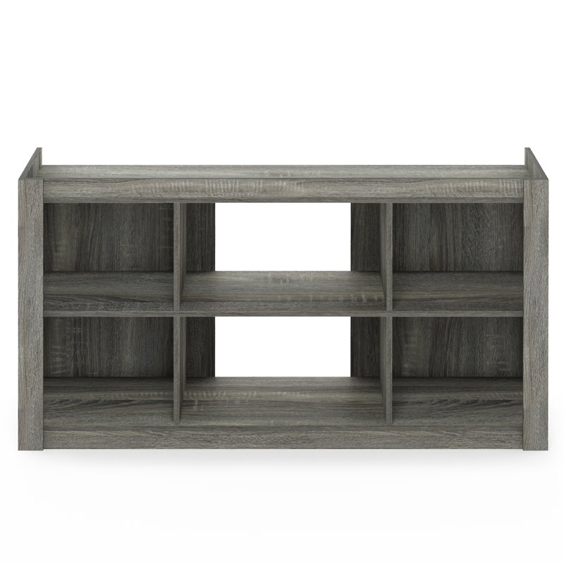 Pemberly Row Multipurpose TV Stand and Bookcase with Storage in Oak Gray