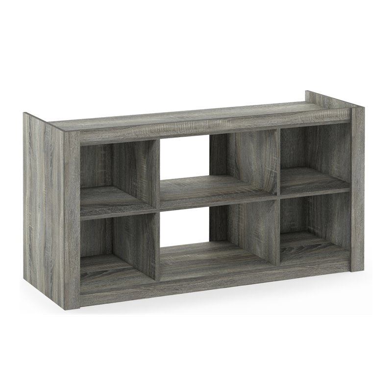 Pemberly Row Multipurpose TV Stand and Bookcase with Storage in Oak Gray