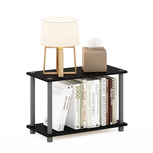 Pemberly Row 2-Tier No Tools Tube Shelf and End Table in Black/Grey