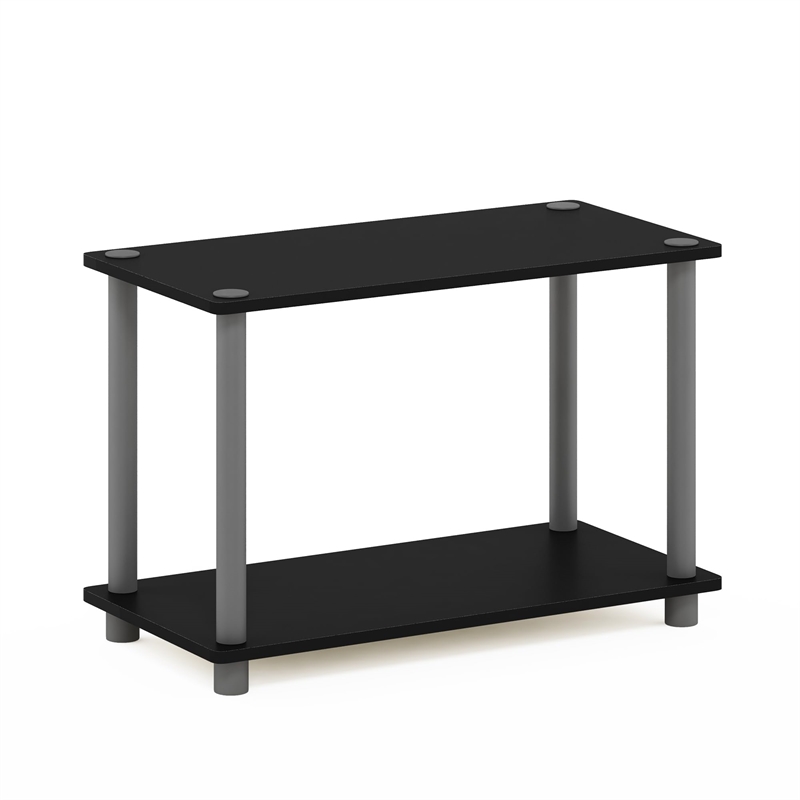 Pemberly Row 2-Tier No Tools Tube Shelf and End Table in Black/Grey