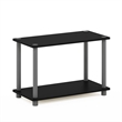 Pemberly Row 2-Tier No Tools Tube Shelf and End Table in Black/Grey