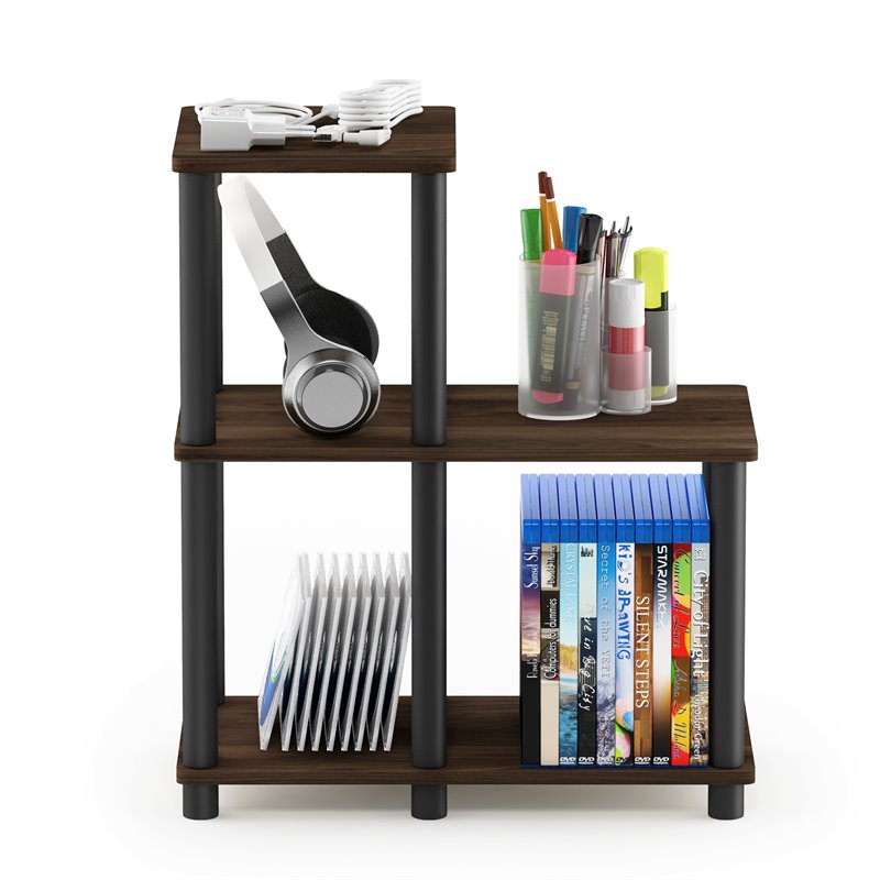 Pemberly Row Wood Accent Decorative Shelf in Columbia Walnut/Black