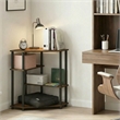 Pemberly Row Corner Gaming Desk with Storage Shelves in Amber Pine